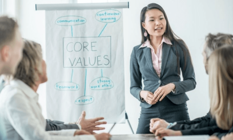 thumbnail image of woman talking about value to colleagues